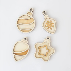 Conj. 4 Mini Tabuleiros Bolas de Natal